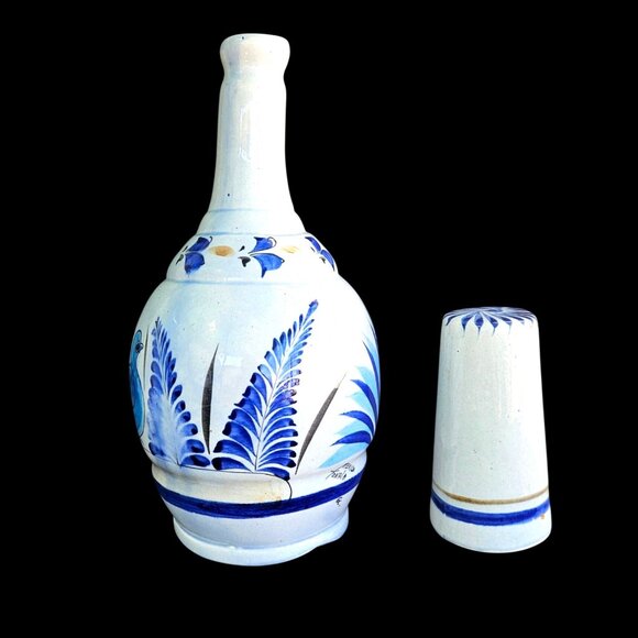 Signed Tonala Mexico GC Pottery Jug Mug Set Vintage Ceramic Hand Painted Blue - Picture 7 of 15